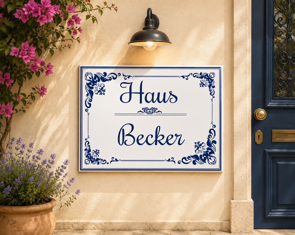 Personalisiertes Hausschild aus Keramik 20×25 cm – Klassisch – S8