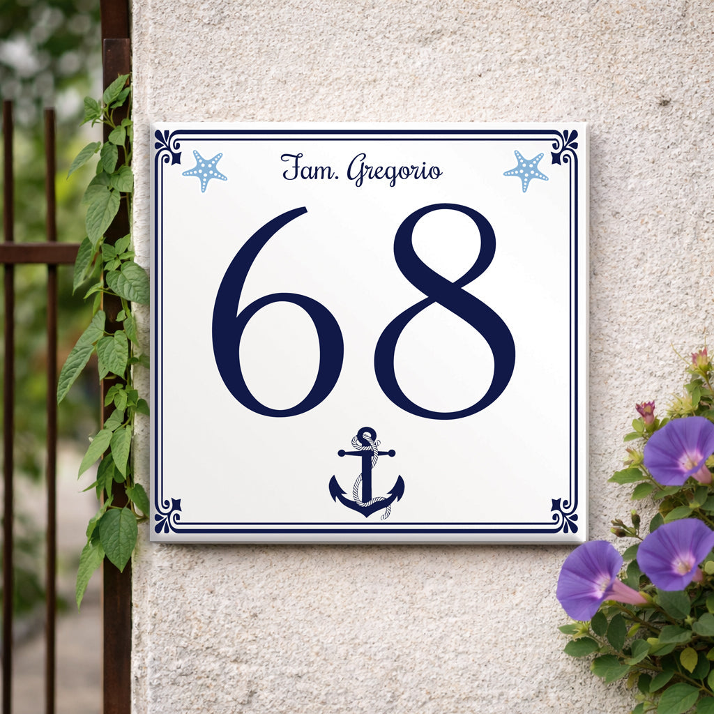 Personalisiertes Hausnummernschild – Maritimes Design P7