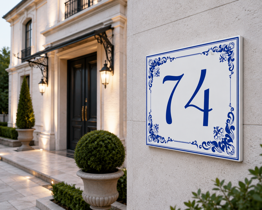 Personalisiertes Hausnummernschild Taormina – Keramik P13