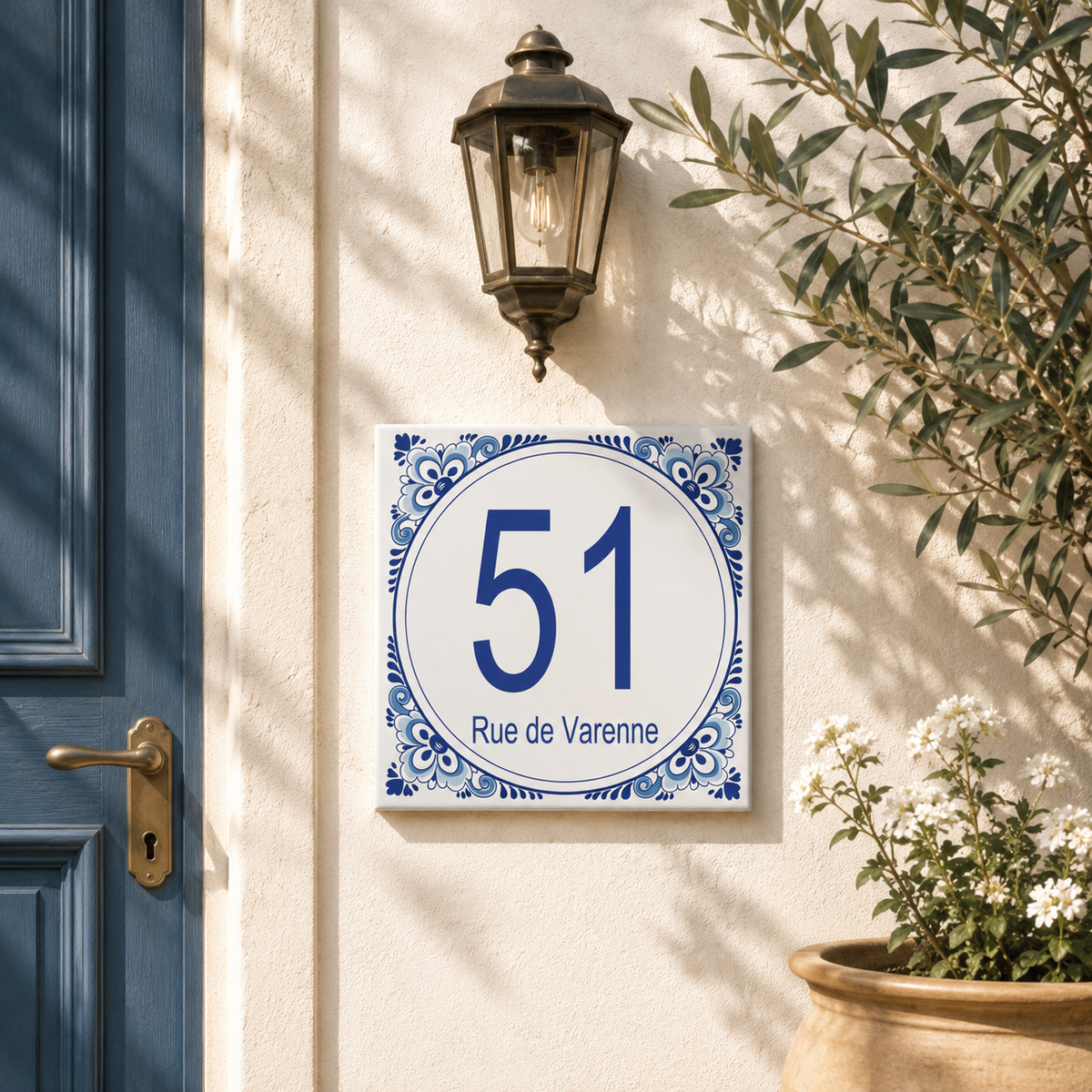 Personalisiertes Hausnummernschild mit Adresse – Keramik P29