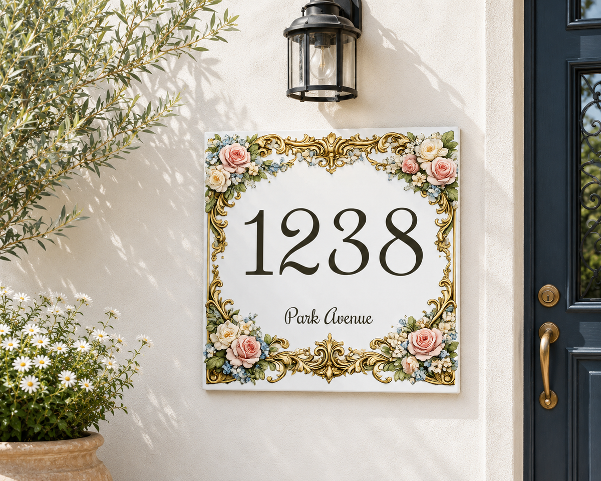 Personalisiertes Hausnummernschild für Pension & Ferienwohnung P20