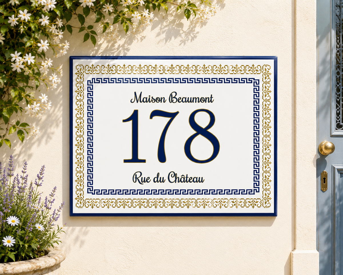 Personalisiertes Hausschild aus Keramik 20×25 cm – Klassisch – S14