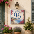 Personalisiertes Hausnummernschild Nizza – Keramik 15 × 15 cm P49